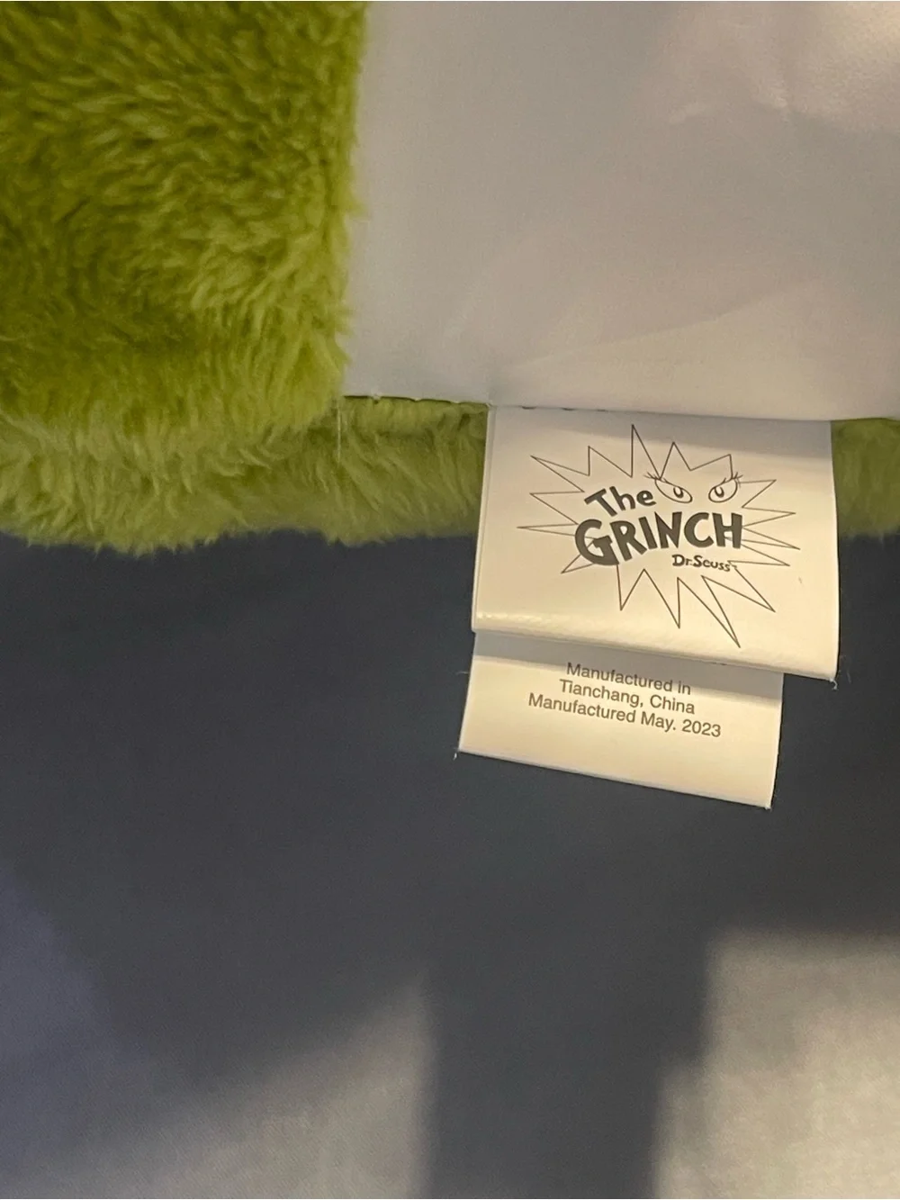 Grinch Holiday Face Plush Pillow - Green with Red Santa Hat
